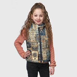 Детский жилет Татуировки племени майя пэчворк, цвет: 3D-красный — фото 2