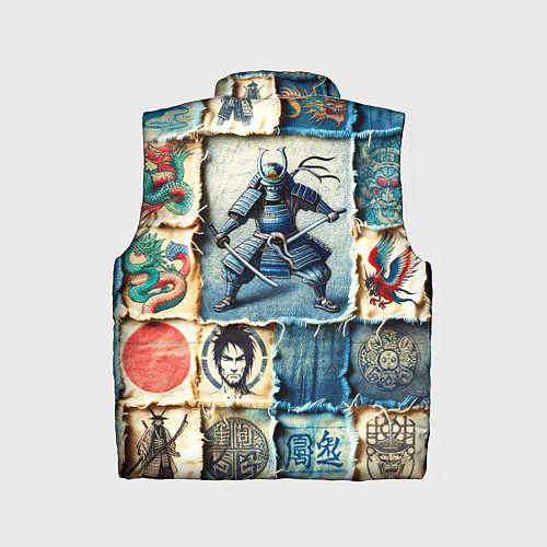 Детский жилет Самураи на пэчворк дениме / 3D-Светло-серый – фото 2