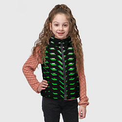 Детский жилет Зелёно-белые полосы на чёрном фоне, цвет: 3D-черный — фото 2