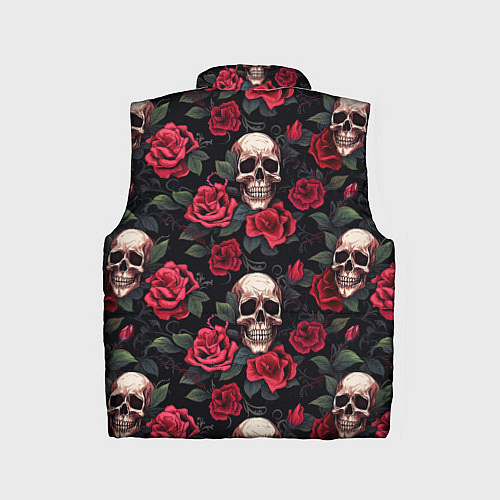 Детский жилет Черепа и алые розы / 3D-Светло-серый – фото 2
