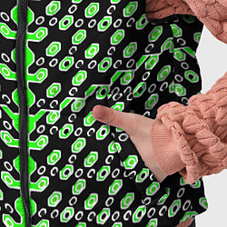 Детский жилет Зелёные киберпанк ячейки на чёрном фоне, цвет: 3D-красный — фото 2