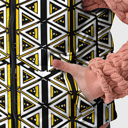 Детский жилет Жёлто-белые треугольники на чёрном фоне, цвет: 3D-черный — фото 2