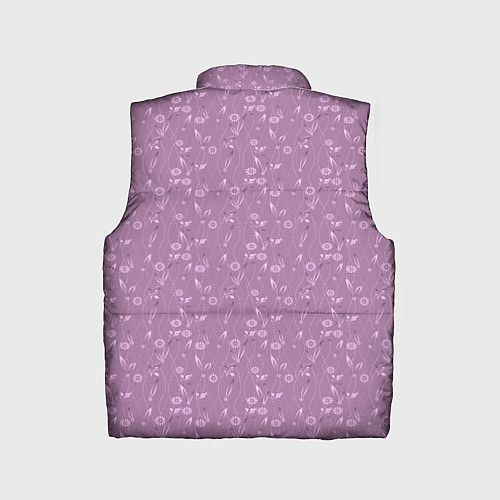 Детский жилет Розовый сиреневый цветочный однотонный узор / 3D-Светло-серый – фото 2