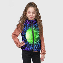 Детский жилет Червоточина - градиентные лучи со свечением, цвет: 3D-черный — фото 2