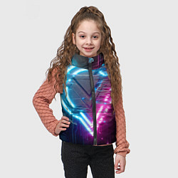 Детский жилет Neon geometric abstraction - ai art, цвет: 3D-светло-серый — фото 2