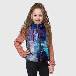 Детский жилет Дождливый неоновый вечер в Японии, цвет: 3D-черный — фото 2