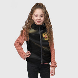 Детский жилет Золотой герб России на черно-золотой текстуре, цвет: 3D-светло-серый — фото 2