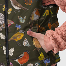 Детский жилет Птицы и бабочки с цветами паттерн, цвет: 3D-черный — фото 2