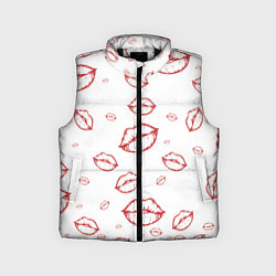 Детский жилет Паттерн красные губы на белом - lips classic, цвет: 3D-черный