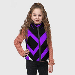 Детский жилет Фиолетово-белые полосы на чёрном фоне, цвет: 3D-черный — фото 2