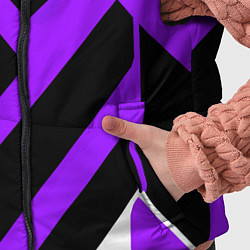 Детский жилет Фиолетово-белые полосы на чёрном фоне, цвет: 3D-черный — фото 2