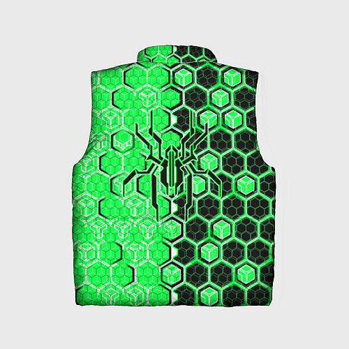 Детский жилет Техно-киберпанк шестиугольники зелёный и чёрный с / 3D-Светло-серый – фото 2