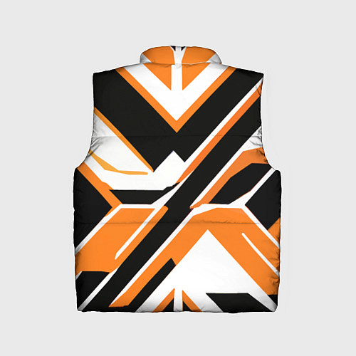 Детский жилет Чёрно-оранжевые широкие линии на белом фоне / 3D-Светло-серый – фото 2