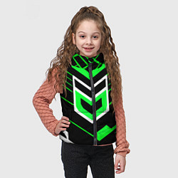 Детский жилет Полосы и зелёно-белый шестиугольник, цвет: 3D-красный — фото 2