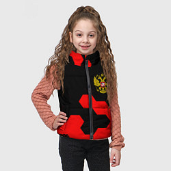 Детский жилет Герб РФ спортивный стиль соты, цвет: 3D-черный — фото 2