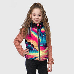 Детский жилет Neon space fantasy - ai art, цвет: 3D-красный — фото 2