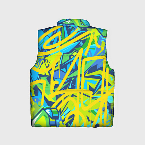 Детский жилет Желто-зеленое граффити / 3D-Светло-серый – фото 2