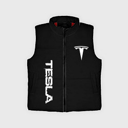 Детский жилет Tesla logo white, цвет: 3D-красный