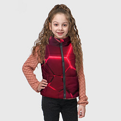 Детский жилет Маджента неоновые плиты в разломе, цвет: 3D-светло-серый — фото 2