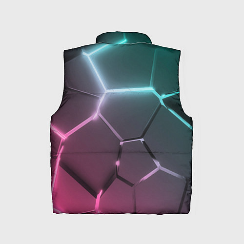 Детский жилет Голубые и розовые неоновые плиты в разломе / 3D-Светло-серый – фото 2