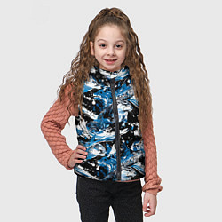 Детский жилет Выдры в речке на волнах - паттерн, цвет: 3D-черный — фото 2