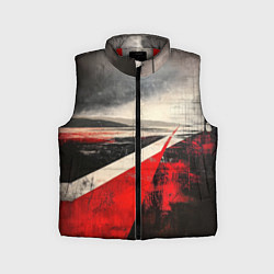 Детский жилет Футуристичный пейзаж в ретро стиле, цвет: 3D-красный