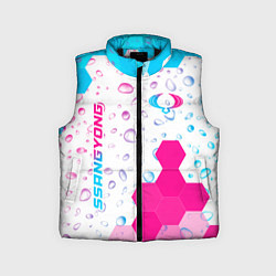 Детский жилет SsangYong neon gradient style вертикально, цвет: 3D-черный