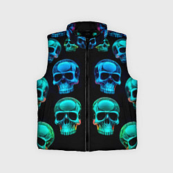 Детский жилет Neon skulls - ai art pattern, цвет: 3D-черный