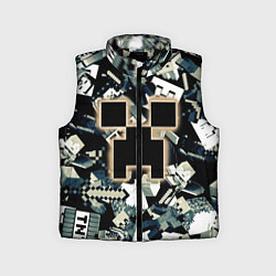 Детский жилет Логотип Minecraft и его персонажи, цвет: 3D-черный