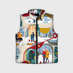 Детский жилет Русская зима зарисовки, цвет: 3D-красный
