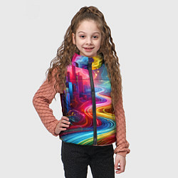 Детский жилет Неоновый город - нейроарт, цвет: 3D-светло-серый — фото 2