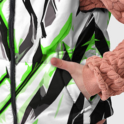 Детский жилет Чёрно-зелёные агрессивные полосы на белом фоне, цвет: 3D-светло-серый — фото 2