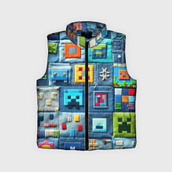 Детский жилет Minecraft на пэчворк дениме