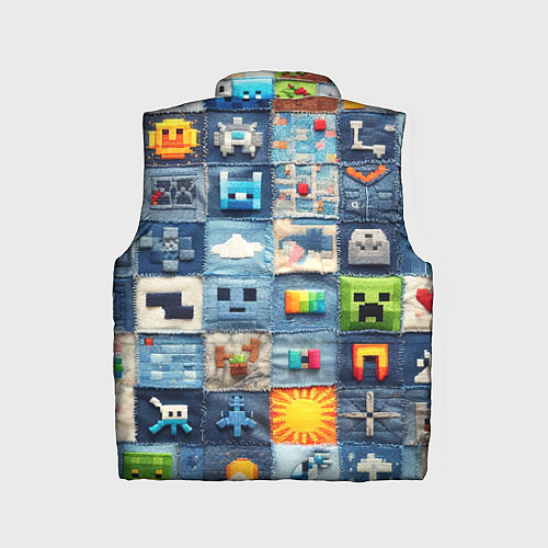 Детский жилет Minecraft фигуры на пэчворк / 3D-Светло-серый – фото 2