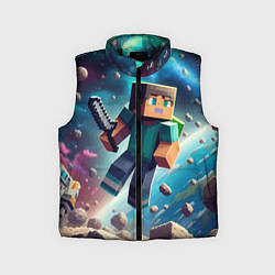 Детский жилет Стив с мечом в космосе -Майнкрафт, цвет: 3D-черный