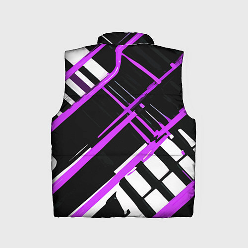 Детский жилет Фиолетово-белые линии на чёрном фоне / 3D-Светло-серый – фото 2
