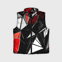 Детский жилет Красно-белые рельефные треугольники на чёрном фоне, цвет: 3D-светло-серый