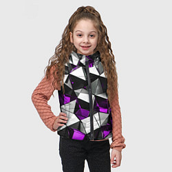 Детский жилет Фиолетово-белые рельефные треугольники на чёрном ф, цвет: 3D-красный — фото 2