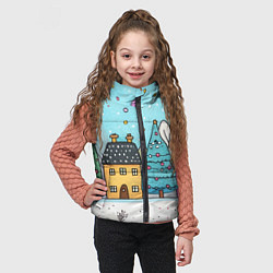 Детский жилет Новогодние рисованные домики, цвет: 3D-красный — фото 2