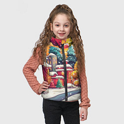 Детский жилет Новогодний город в оранжевых оттенках, цвет: 3D-черный — фото 2