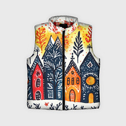 Детский жилет Разноцветные новогодние дома, цвет: 3D-красный