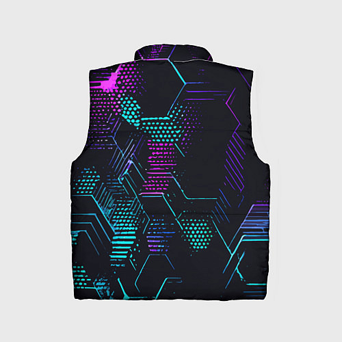 Детский жилет Розово-голубые точки и линии на чёрном фоне / 3D-Светло-серый – фото 2