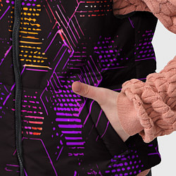 Детский жилет Жёлто-фиолетовые точки и линии на чёрном фоне, цвет: 3D-черный — фото 2