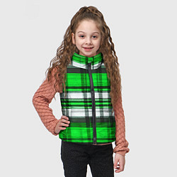 Детский жилет Зелёно-белая ткань в клетку, цвет: 3D-черный — фото 2
