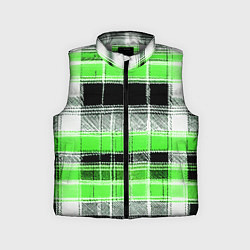 Детский жилет Белые полосы на чёрно-зелёном фоне, цвет: 3D-светло-серый