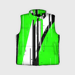 Детский жилет Black and white vertical stripes on a green backgr