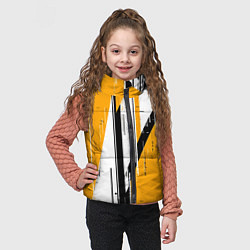 Детский жилет Чёрно-белые вертикальные полосы на жёлтом фоне, цвет: 3D-светло-серый — фото 2