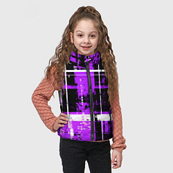 Детский жилет Фиолетово-белый гранж на чёрном фоне, цвет: 3D-светло-серый — фото 2