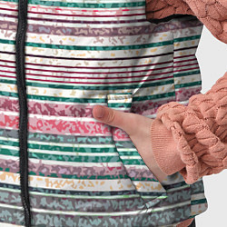 Детский жилет Светлый зелёно-розовый текстурированные полосы, цвет: 3D-черный — фото 2