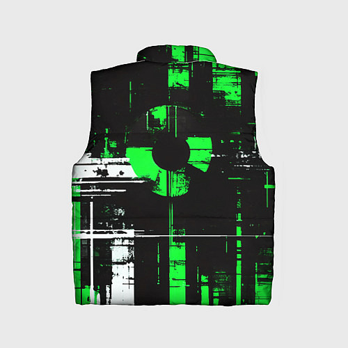 Детский жилет Зелёно-белый гранж на чёрном фоне / 3D-Светло-серый – фото 2